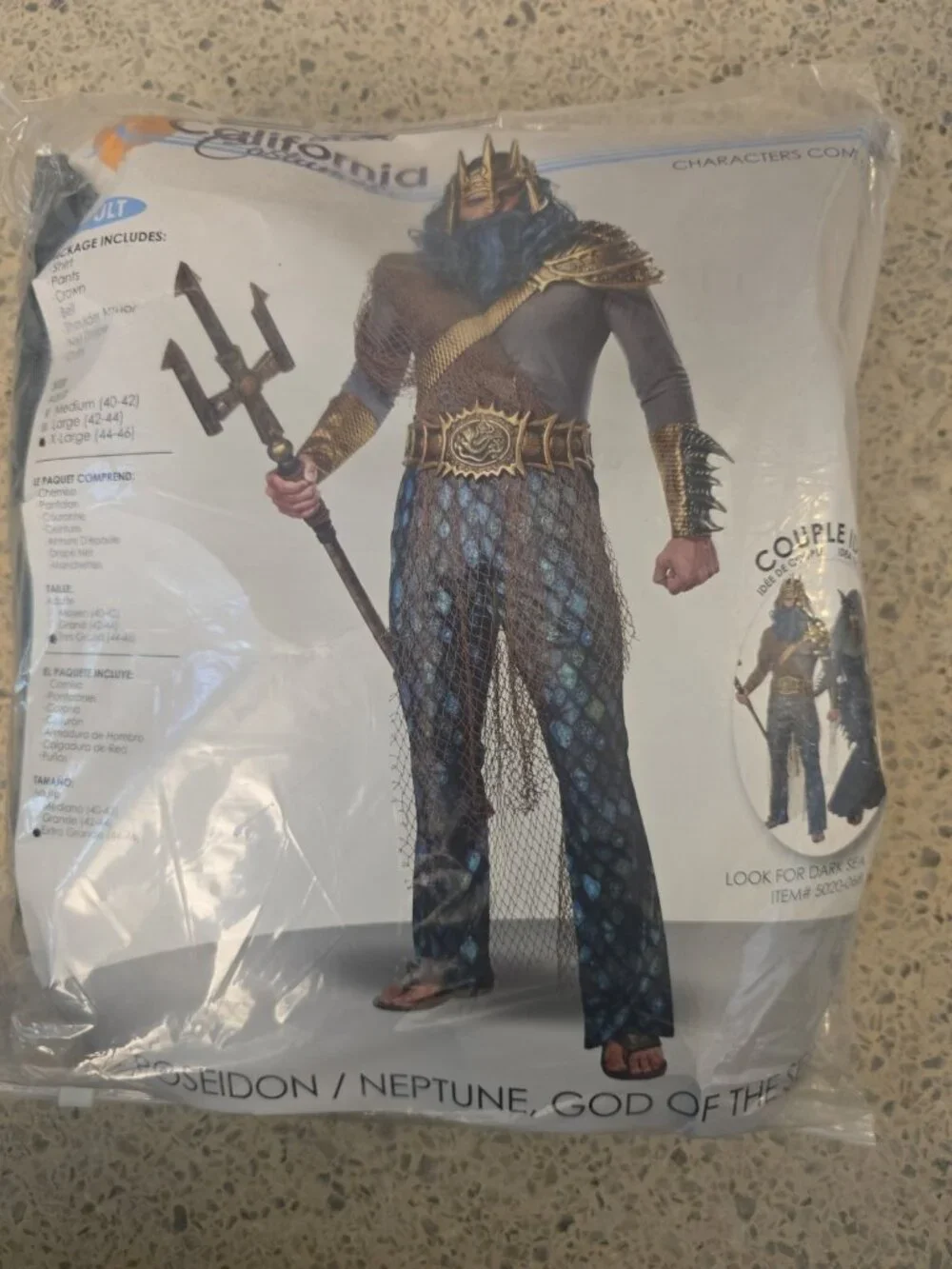 Brand New Poseidon Neptune God of the Sea Adult Costume Mens XL 44 46 Halloween